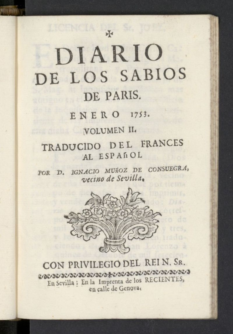 Diario de los Sabios de Pars de enero de 1753, volumen II