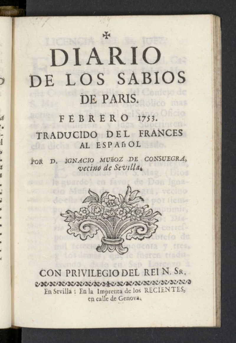 Diario de los Sabios de Pars de febrero de 1753