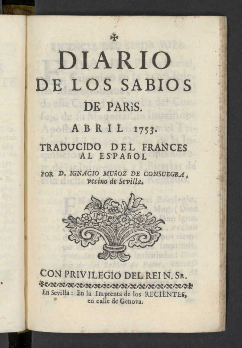 Diario de los Sabios de Pars de abril de 1753