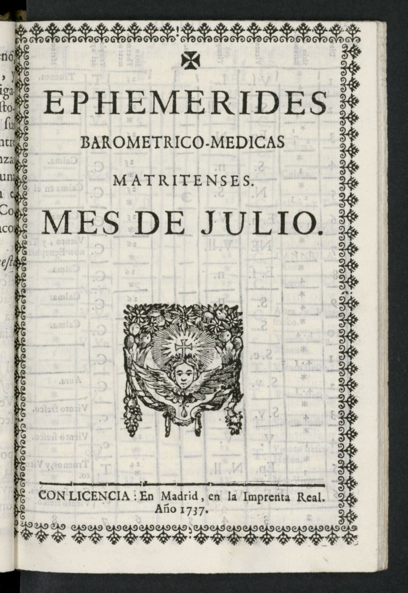 Ephemmérides barométrico-médicas matritenses de julio de 1737
