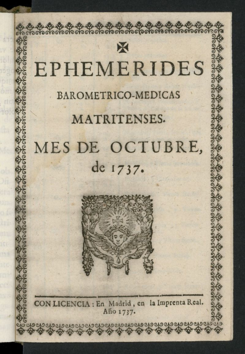 Ephemmérides barométrico-médicas matritenses de octubre de 1737