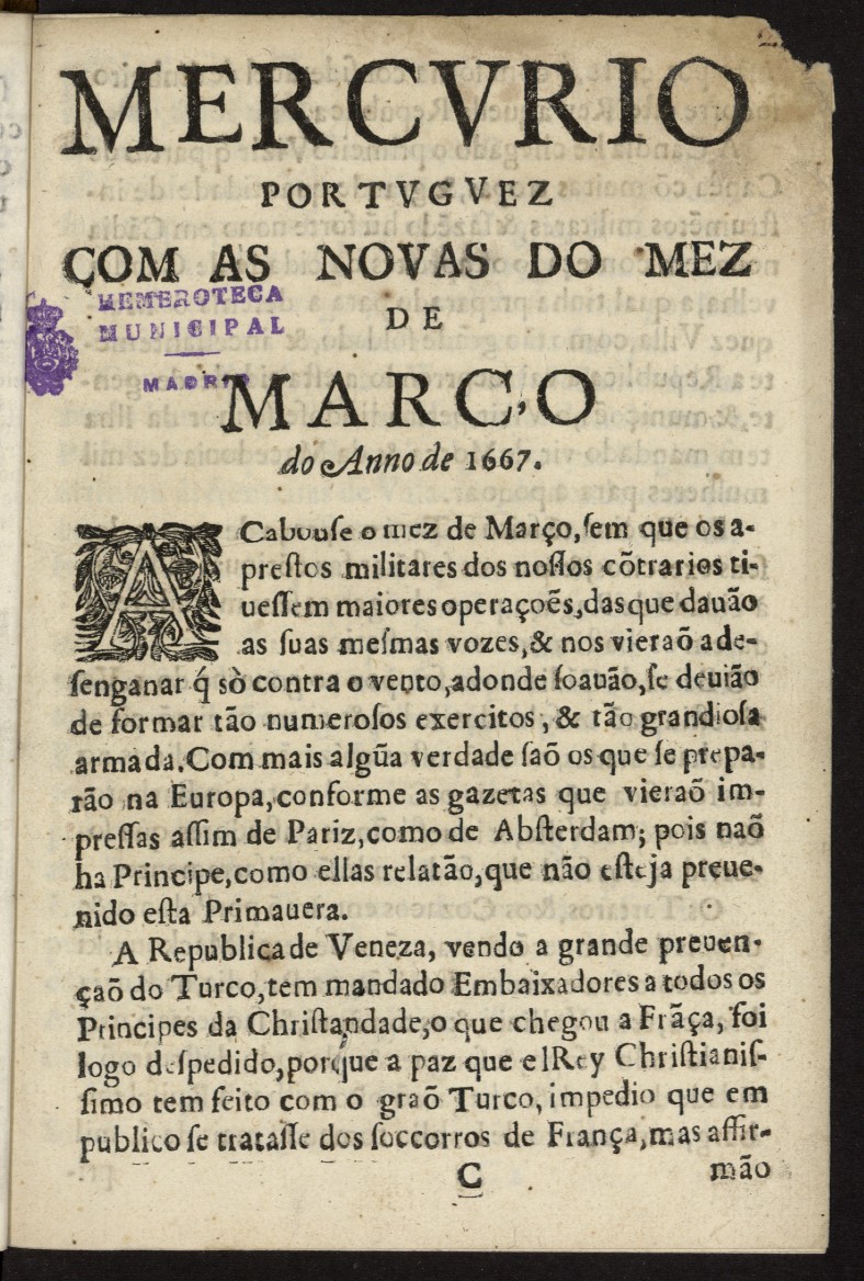 Mercurio Portuguez de marzo de 1667