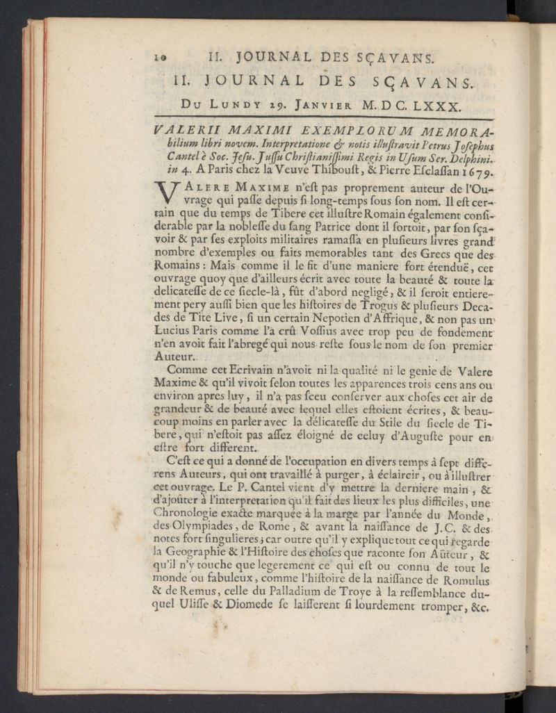 Le Journal des Savans pour lanne del 29 de enero de 1680, n 2