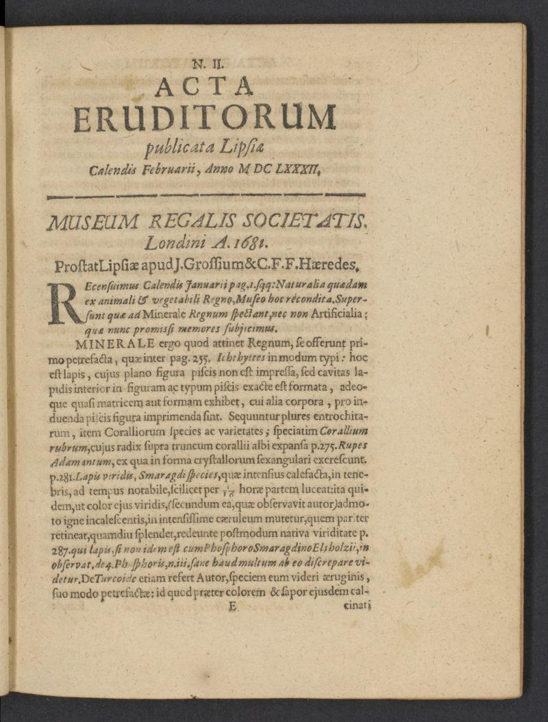 Acta Eruditorum de febrero de 1682, n 2