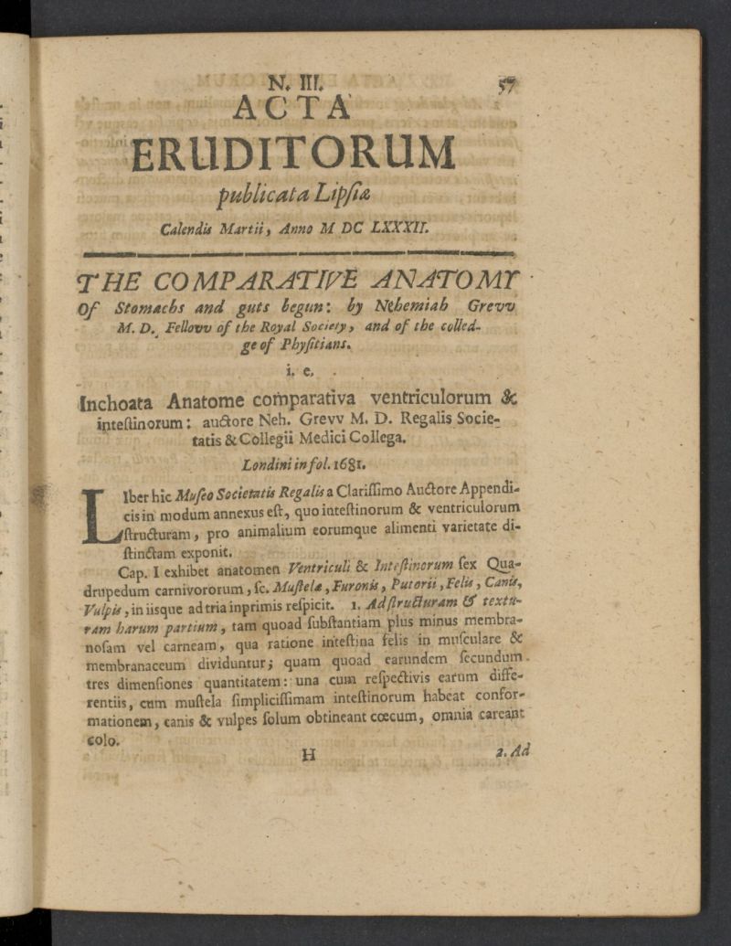 Acta Eruditorum de marzo de 1682, n 3