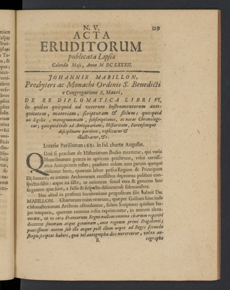 Acta Eruditorum de mayo de 1682, n 5
