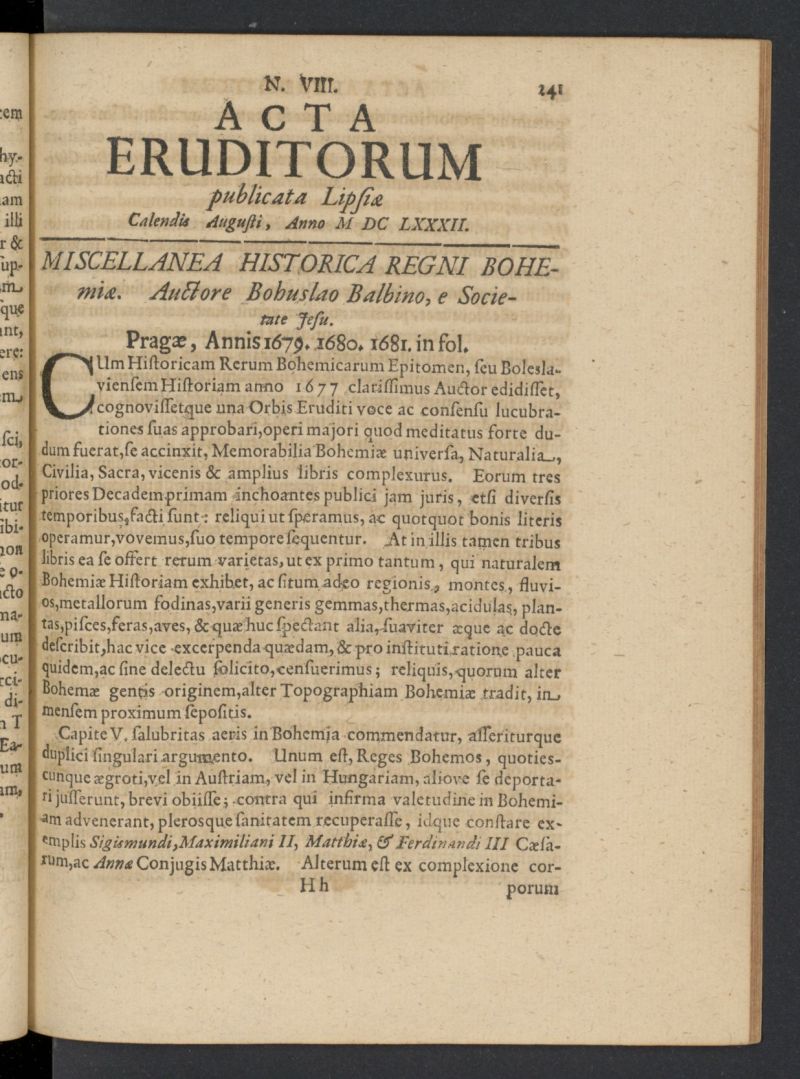 Acta Eruditorum de agosto de 1682, n 8