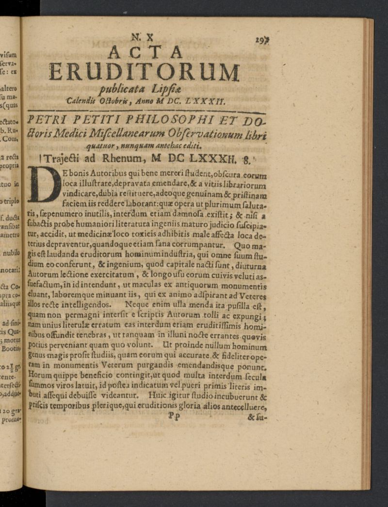 Acta Eruditorum de octubre de 1682, n 10