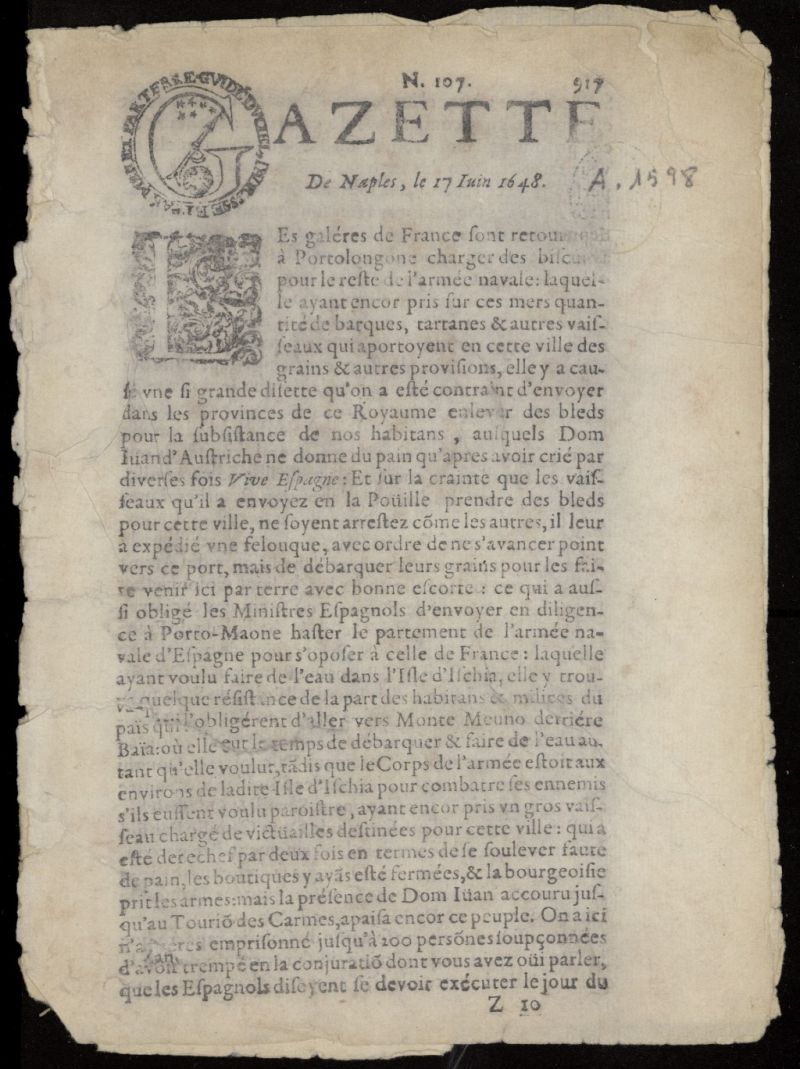 Gazette del 17 de junio de 1648, n 107