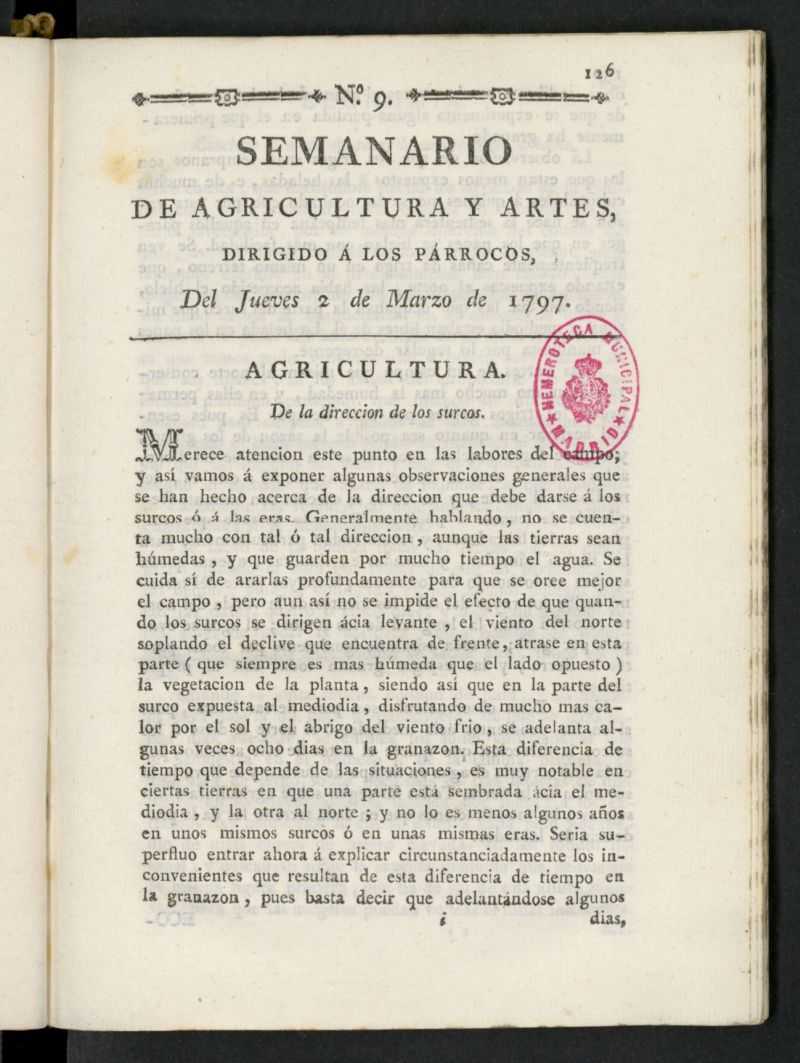 Semanario de Agricultura y Artes dirigido a los prrocos del 2 de marzo de 1797, n 9