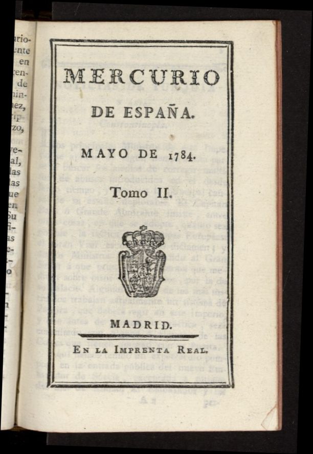Mercurio de Espaa de mayo de 1784