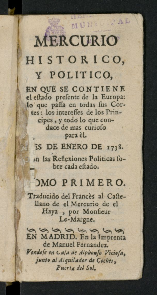 Mercurio Histrico y Poltico de enero de 1738