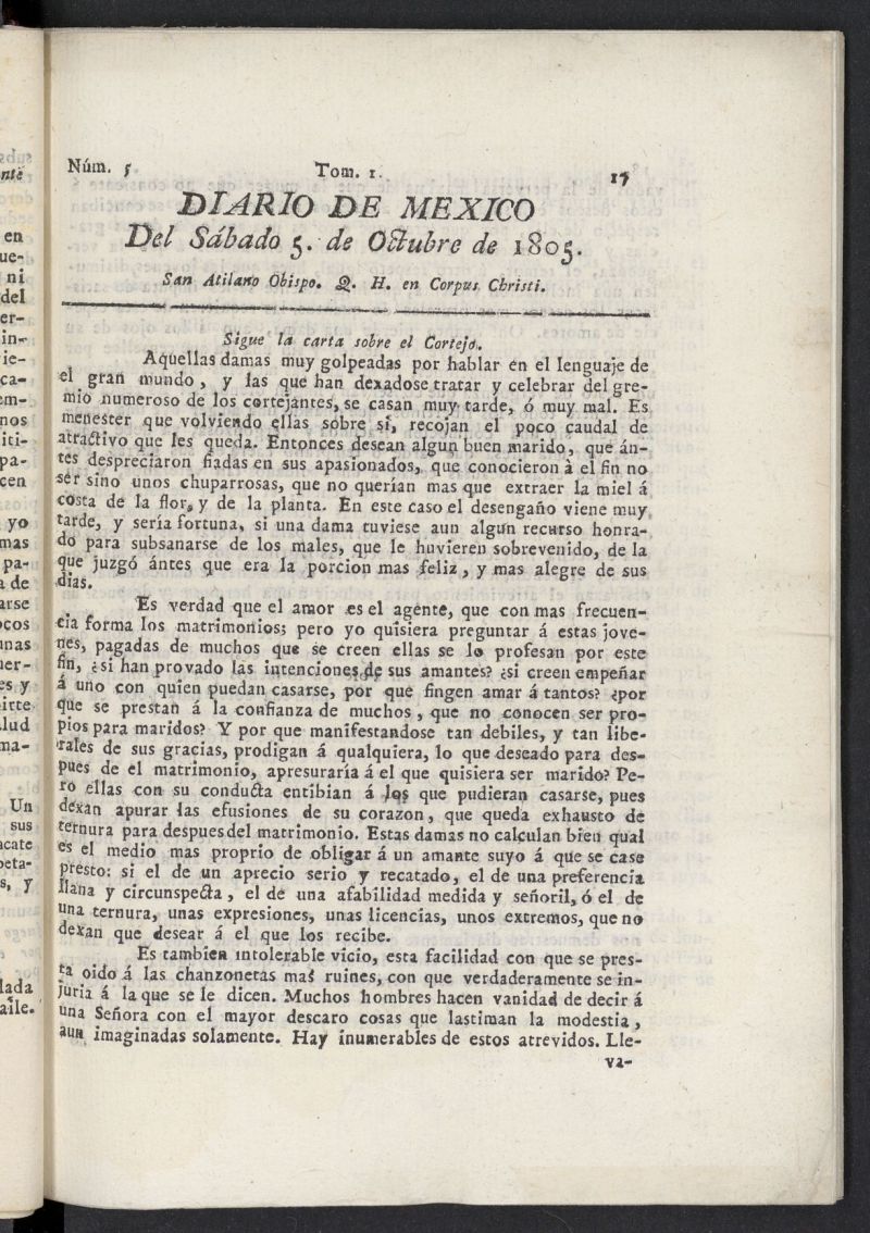 Diario de Mxico del 5 de octubre de 1805, n 5