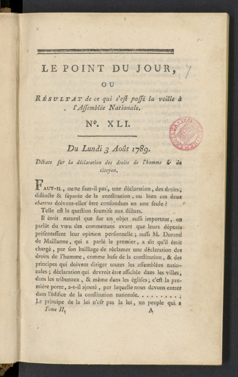 Point du Jour del 3 de agosto de 1789, n 41