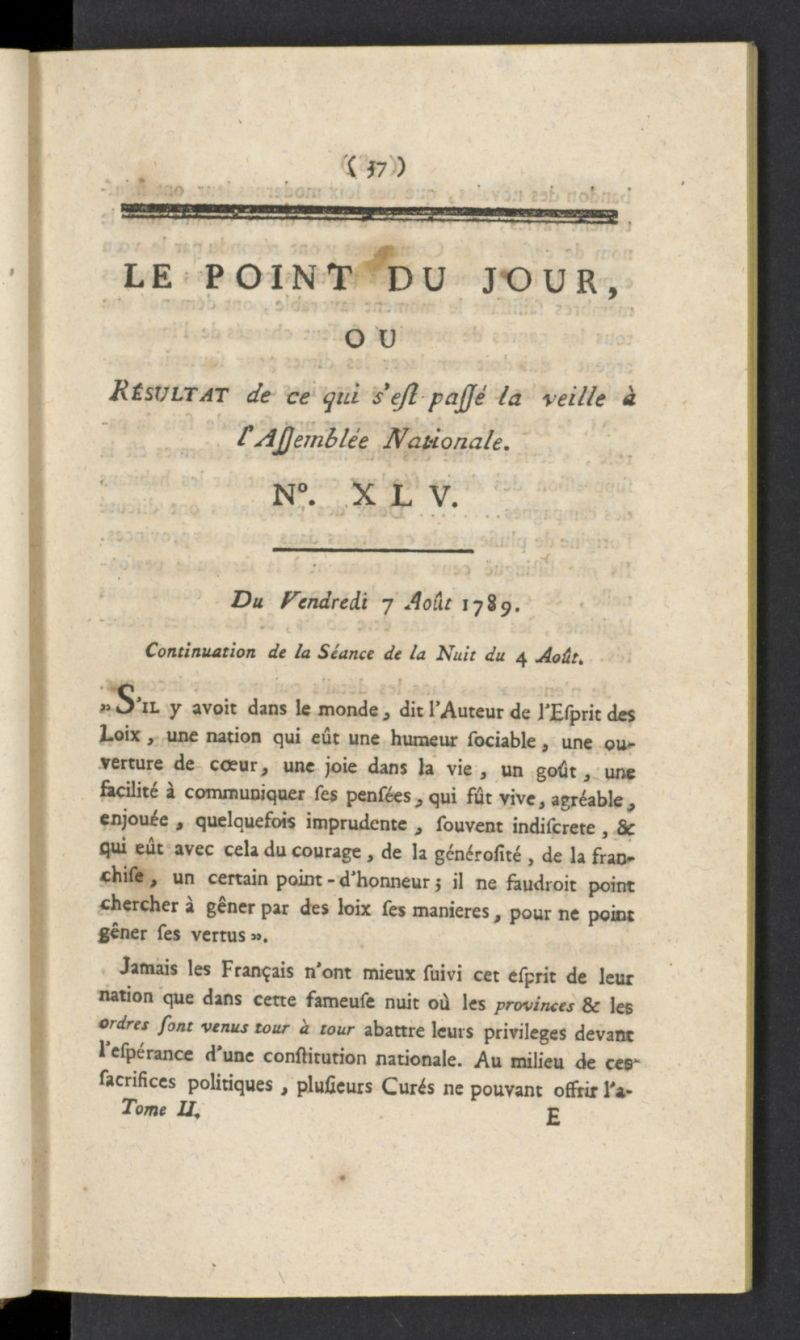 Point du Jour del 7 de agosto de 1789, n 45