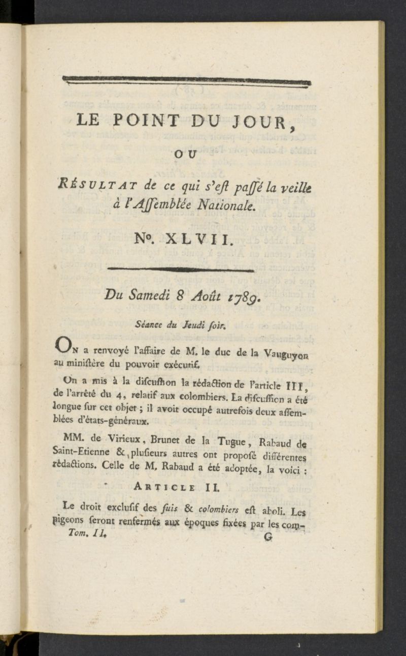 Point du Jour del 8 de agosto de 1789, n 47