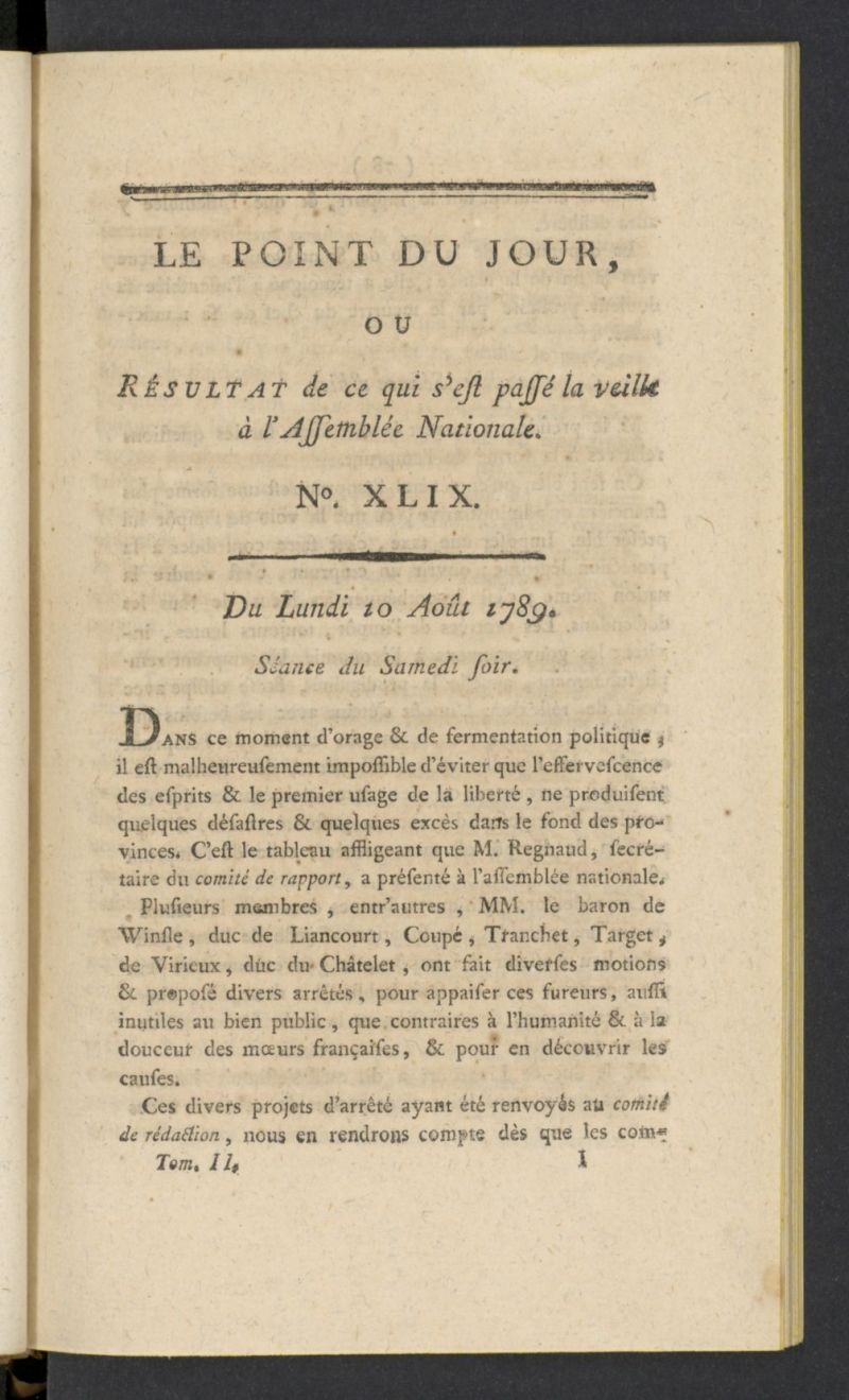 Point du Jour del 10 de agosto de 1789, n 49
