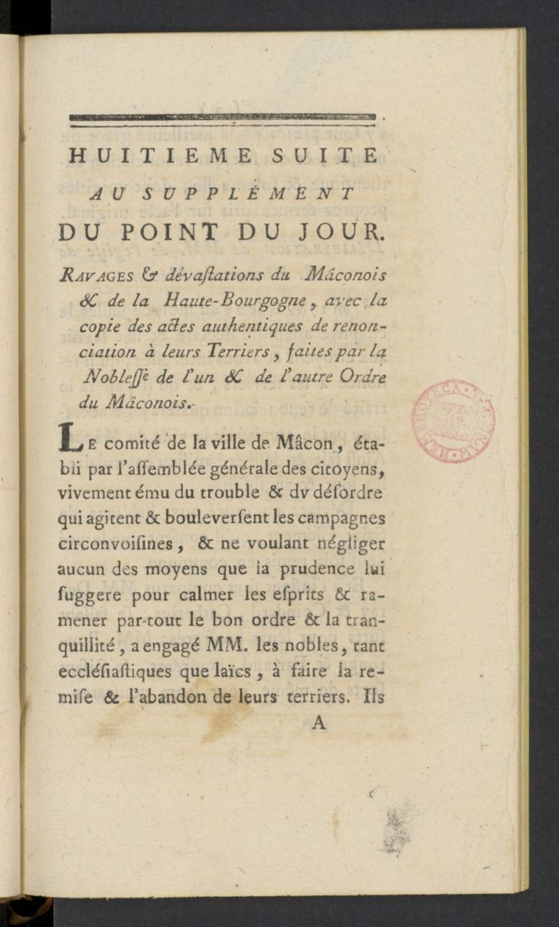 Point du Jour de 1789, suplemento al n 8