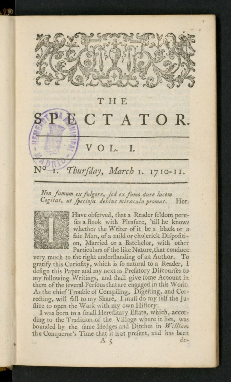 The Spectator del 1 de marzo de 1711, n 1
