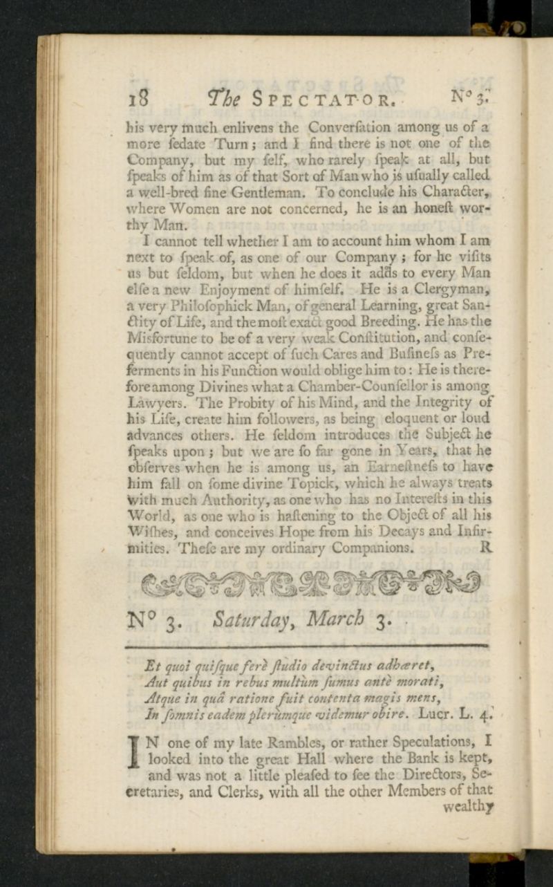 The Spectator del 3 de marzo de 1711, n 3