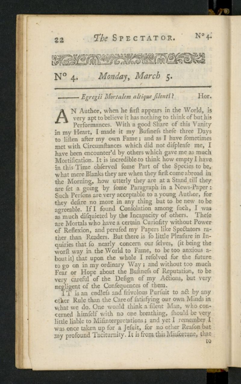 The Spectator del 5 de marzo de 1711, n 4