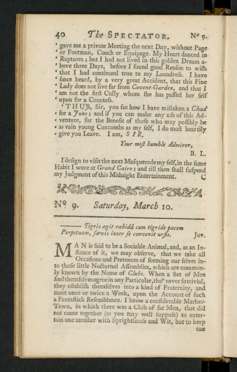 The Spectator del 10 de marzo de 1711, n 9