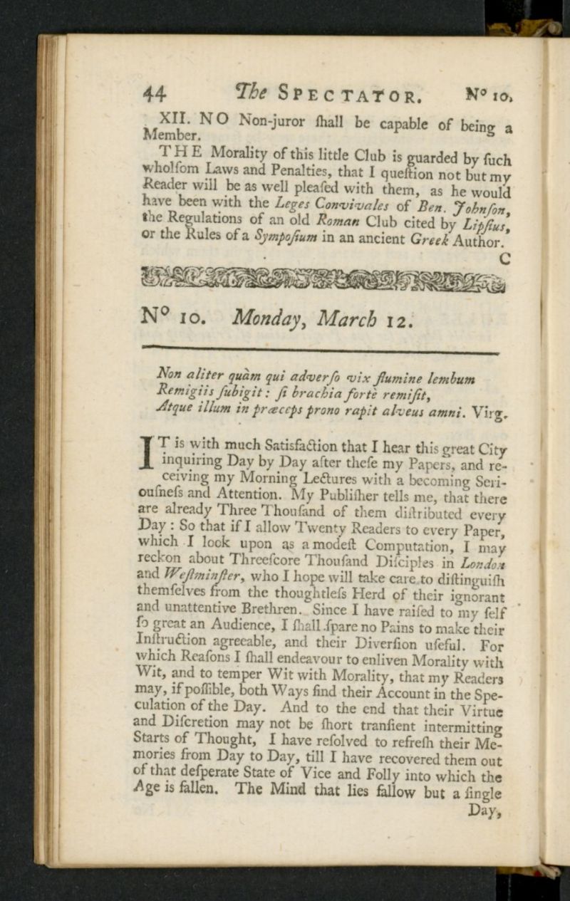The Spectator del 12 de marzo de 1711, n 10