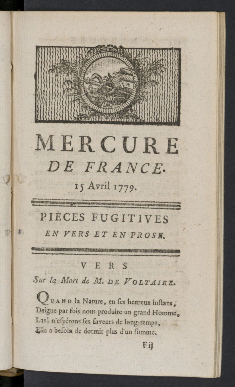 Mercure de France del 15 de abril de 1779