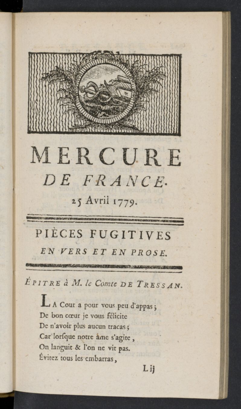 Mercure de France del 25 de abril de 1779