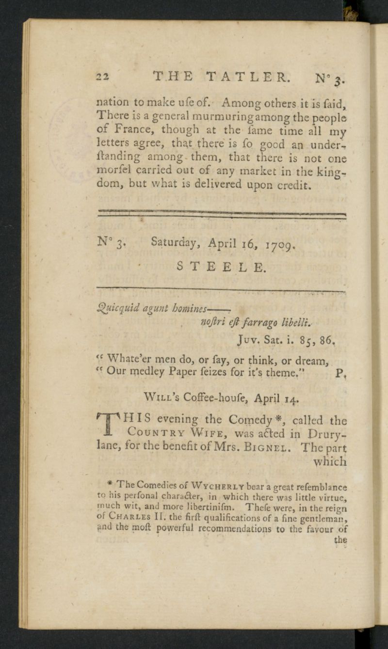 The Tatler del 16 de abril de 1709, n 3