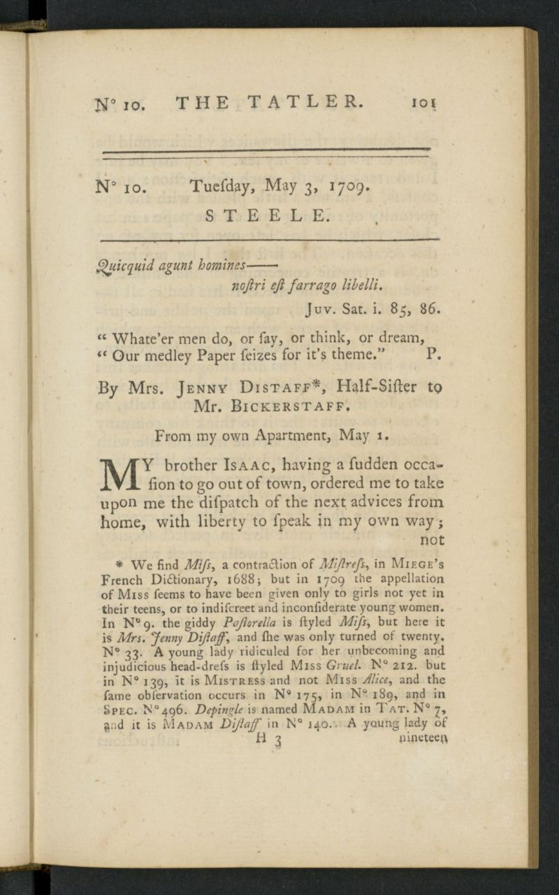 The Tatler del 3 de mayo de 1709, n 10