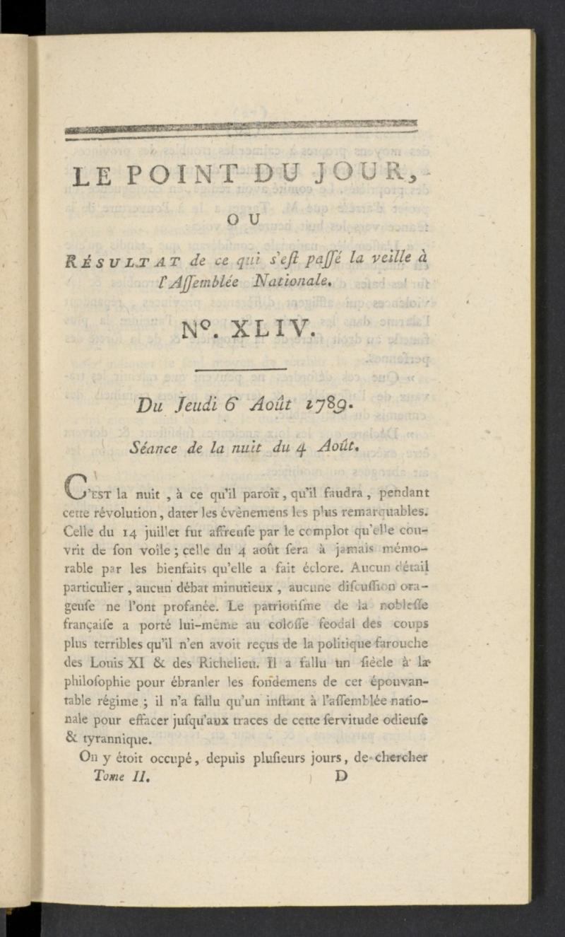 Point du Jour del 6 de agosto de 1789, n 44