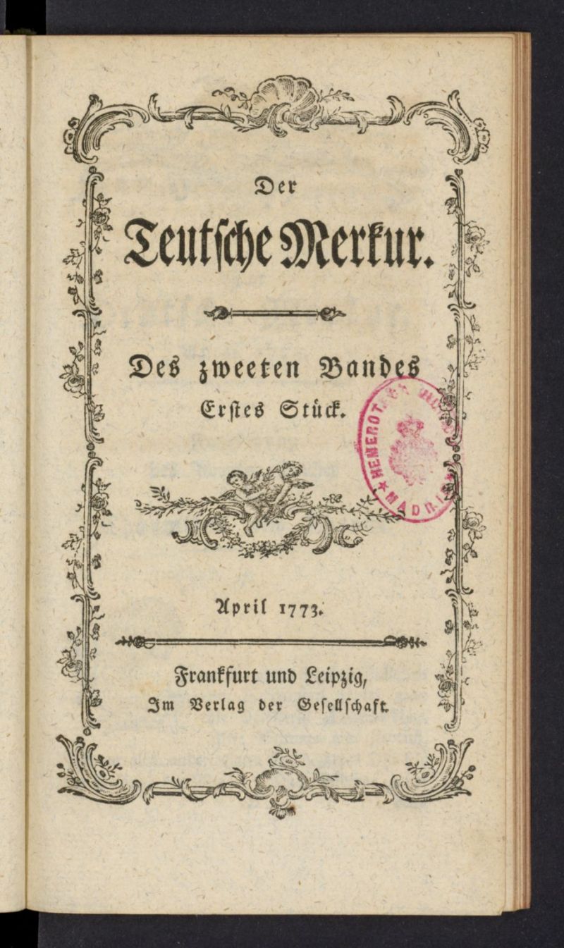 Der Deutsche Merkur de abril de 1773