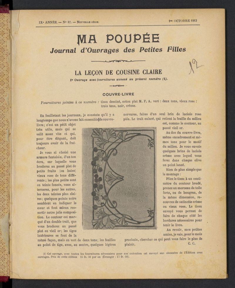 Ma Poupe: journal des ouvrages des petites filles del 1 de octubre de 1913, n 82