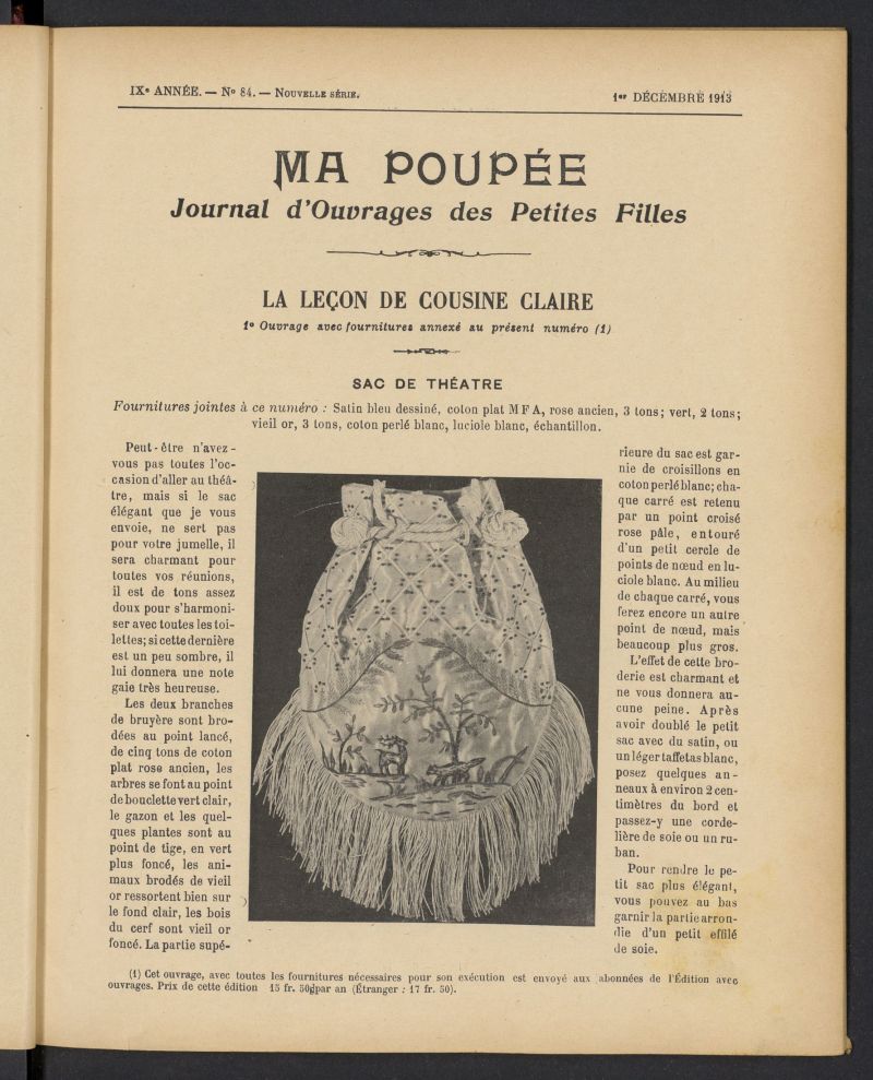 Ma Poupe: journal des ouvrages des petites filles del 1 de diciembre de 1913, n 84