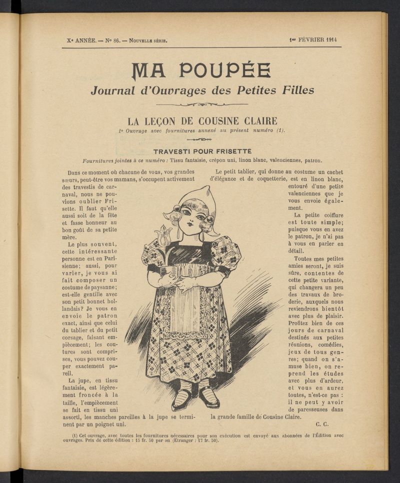 Ma Poupe: journal des ouvrages des petites filles del 1 de febrero de 1914, n 86