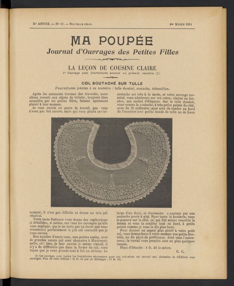 Ma Poupe: journal des ouvrages des petites filles del 1 de marzo de 1914, n 87
