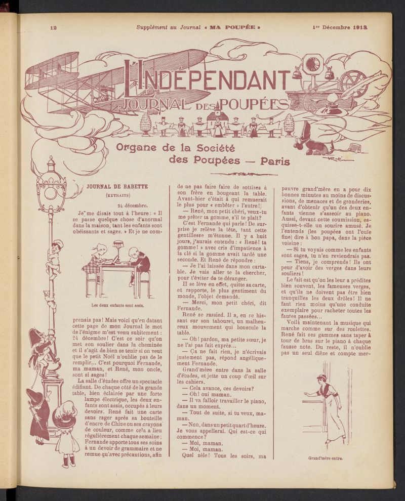 Ma Poupe: journal des ouvrages des petites filles del 1 de diciembre de 1913, suplemento al n 84