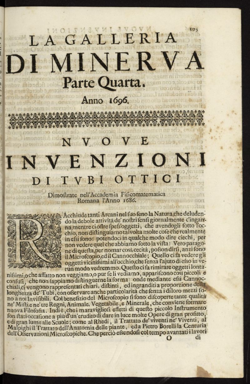 La Galleria di Minerva o Vero Notizie Universali de 1696-97 tomo I, n 4