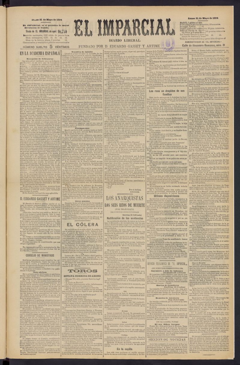 Los Lunes del Imparcial del 21 de mayo de 1894, n 9705