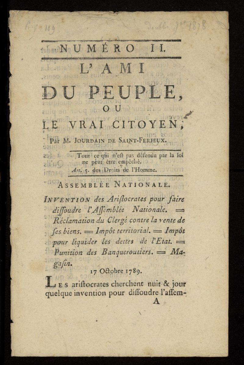 LAmi du Peuple ou le Vrai Citoyen de 1789, n 2