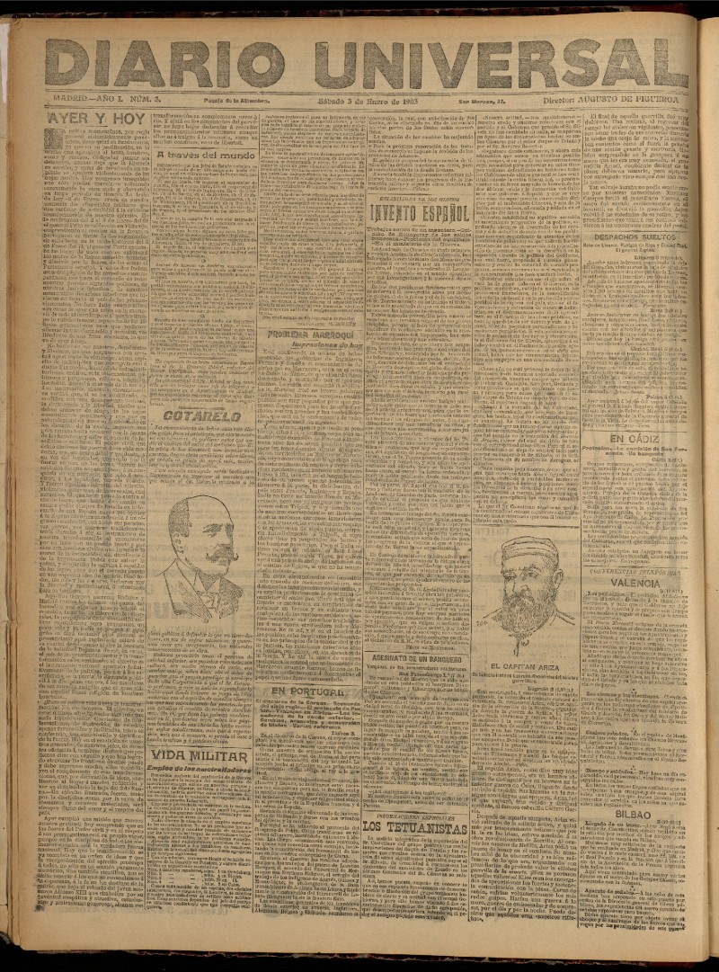 Diario Universal del 3 de enero de 1903, edición de tarde