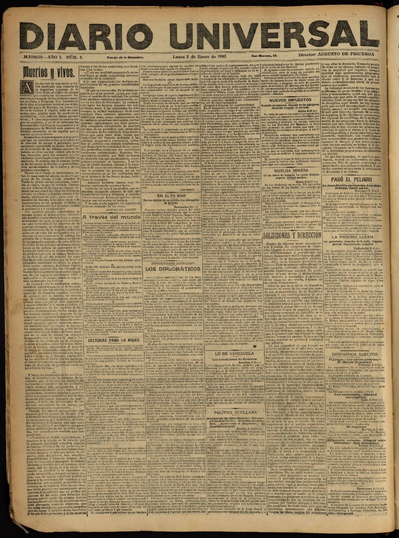 Diario Universal del 5 de enero de 1903, edición de noche
