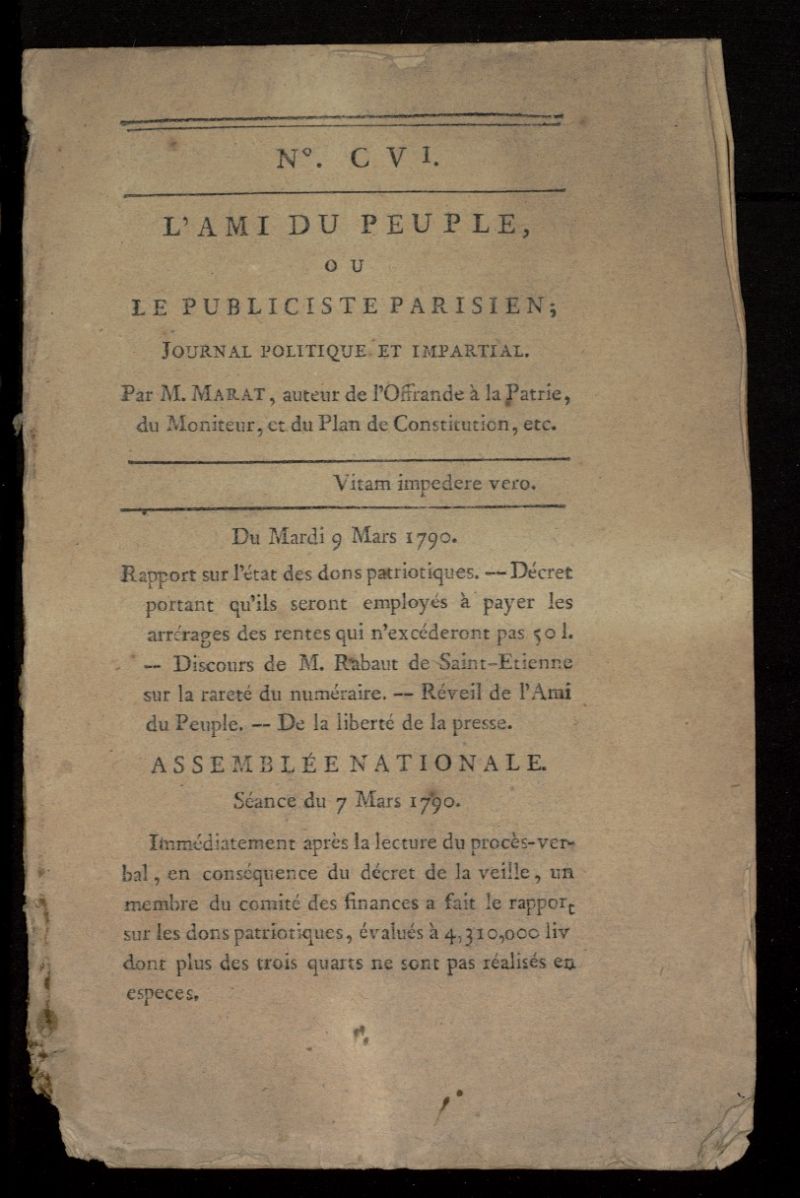 LAmi du Peuple ou Le Publiciste Parisien Politique... del 9 de marzo de 1790, n 106