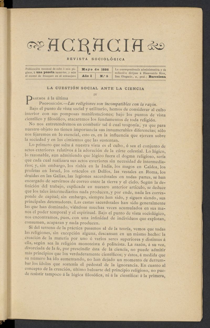 Acracia de mayo de 1886, n 5