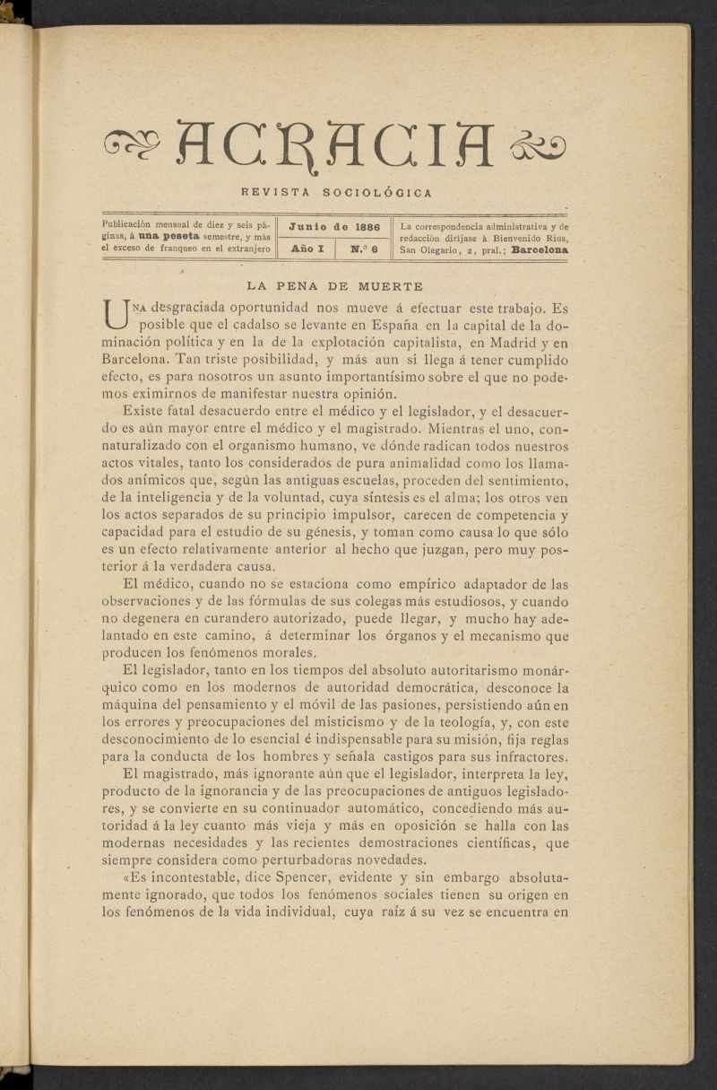 Acracia de junio de 1886, n 6