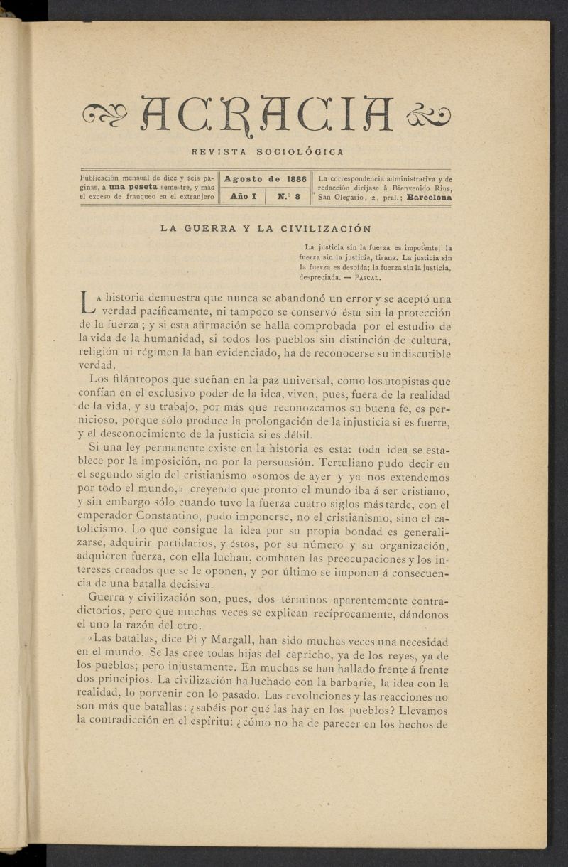 Acracia de agosto de 1886, n 8