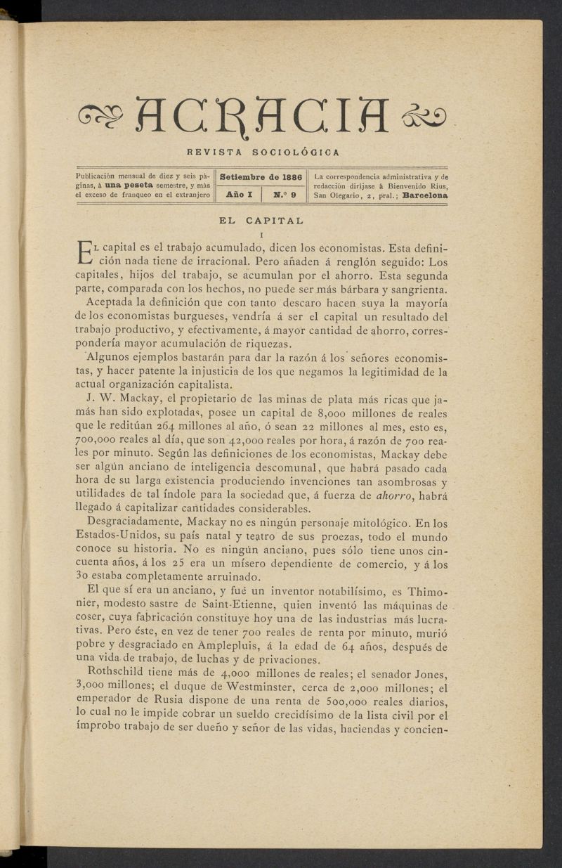 Acracia de septiembre de 1886, n 9