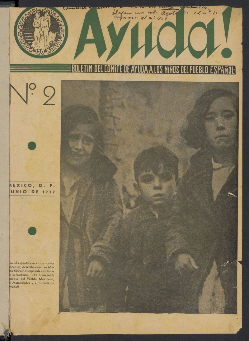 Ayuda!: boletín del comité de ayuda a los Niños del Pueblo Español  de junio de 1937, nº 2