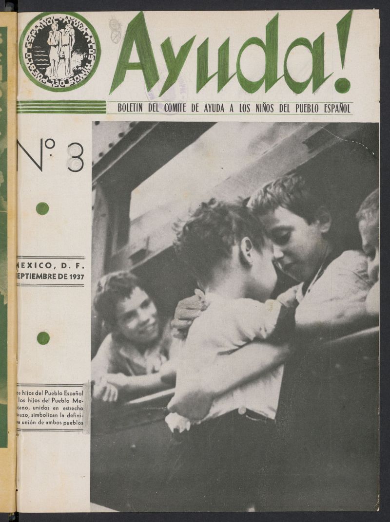 Ayuda!: boletín del comité de ayuda a los Niños del Pueblo Español de septiembre de 1937, nº 3